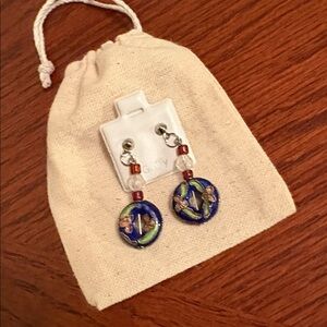 Cloisonné Beaded Artistic Earrings for Pierced Ears